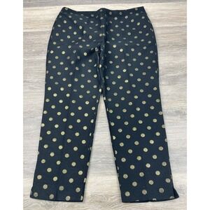Talbots RSVP Pants Womens Size 14 P Black Gold Foil-Dot Chatham Ankle Trouser